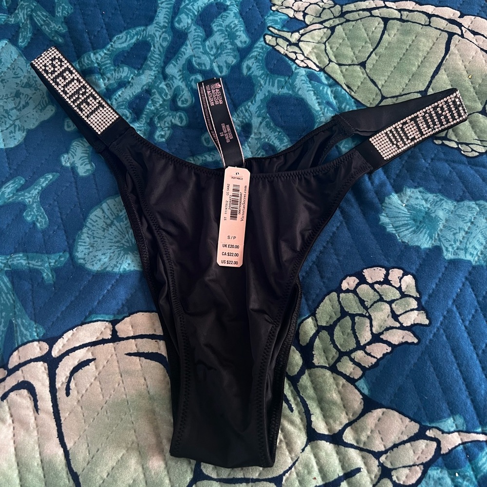 Black Rhinestone Strap Panties